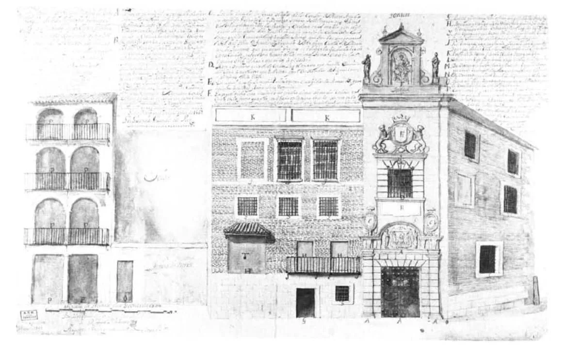 Figure 1. Front of the Royal Prison of Seville facing Calle Sierpes. 1716 Source