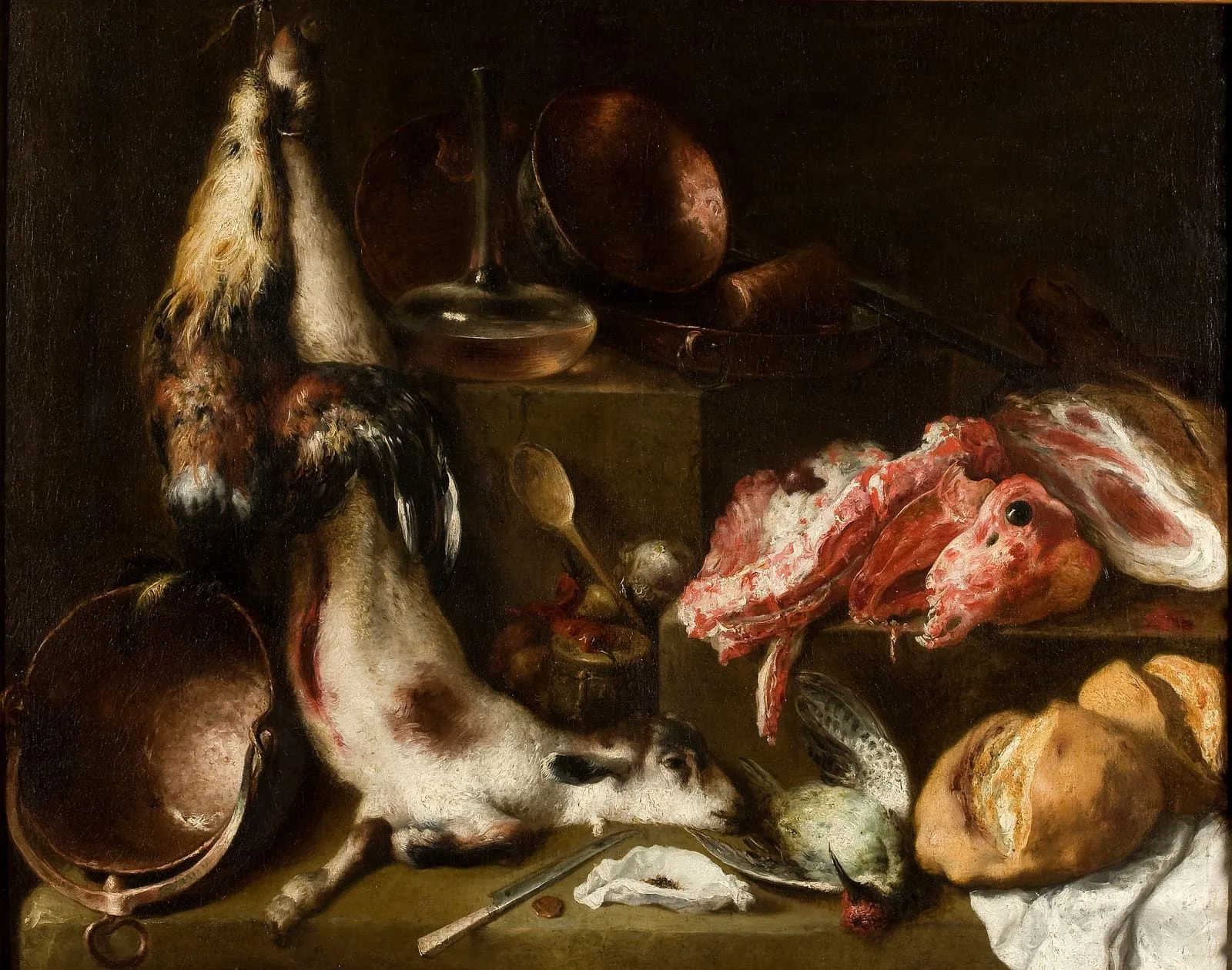 Kitchen Still Life (circa 1664), by Mateo Cerezo (1637-1666). Food was an artistic subject during the Baroque period with still life paintings. Source