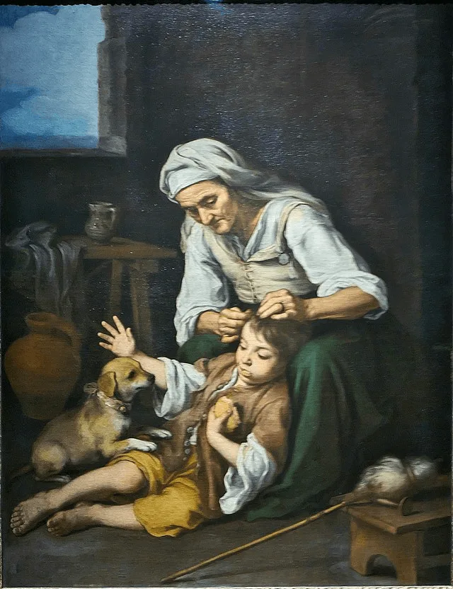 Old Woman Removing Lice from a Child (circa 1660-70), by Bartolomé Esteban Murillo (1618-1682). The presence of parasites, such as lice and bedbugs, was very common in the modern centuries. Source