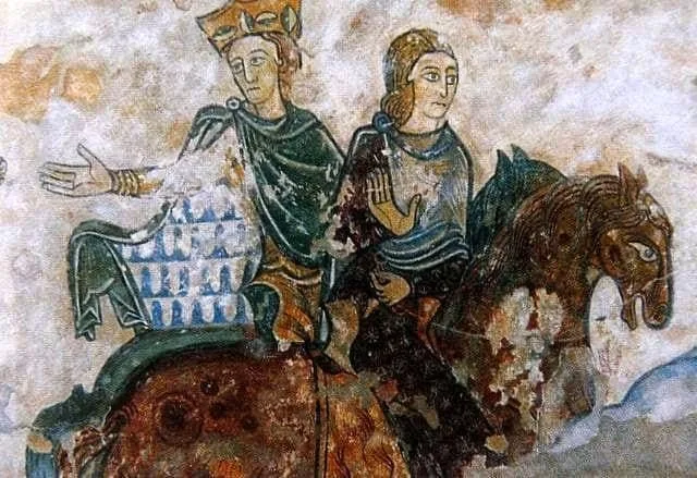 A painting of Chinon Castle representing Eleanor of Aquitaine. Source